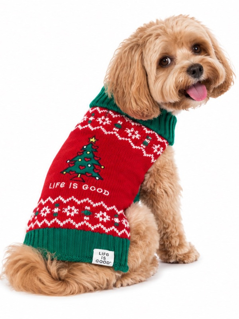 NEW - Life is Good Dog Christmas Sweater Holiday Tree Size S